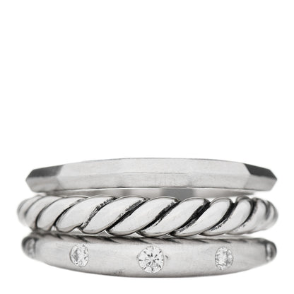 David Yurman Sterling Silver Diamond 9mm Stax Narrow Ring 51 5.75 1 of 5