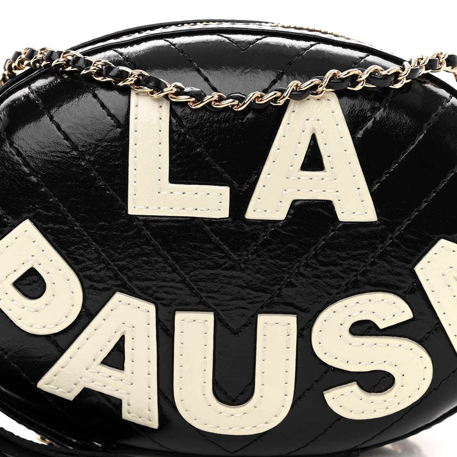 Chanel Lambskin Embroidered Chevron Quilted La Pausa Tassel Clutch Black 8 of 10