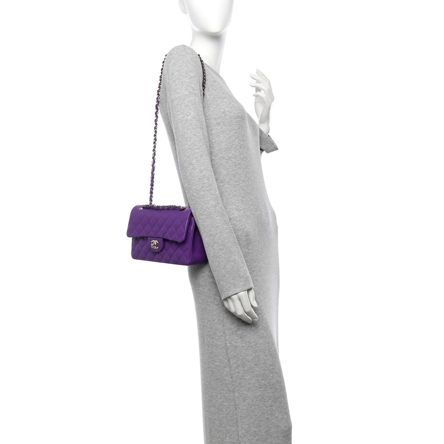 Chanel Caviar Quilted Small Double Flap Dark Purple 2 of 11