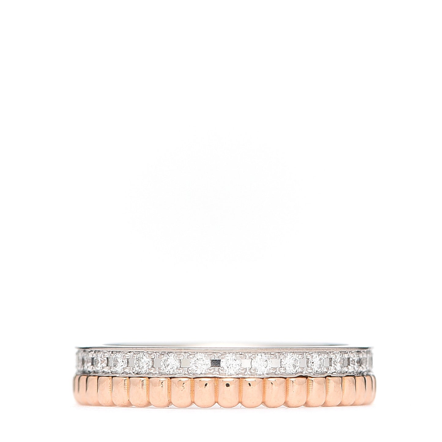 18K Pink White Gold Diamond Quatre Radiant Wedding Band Ring 46 3.75