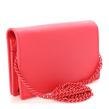 Gucci Dollar Calfskin Enamel Monochrome Mini GG Marmont Chain Wallet Runway Coral 3 of 10