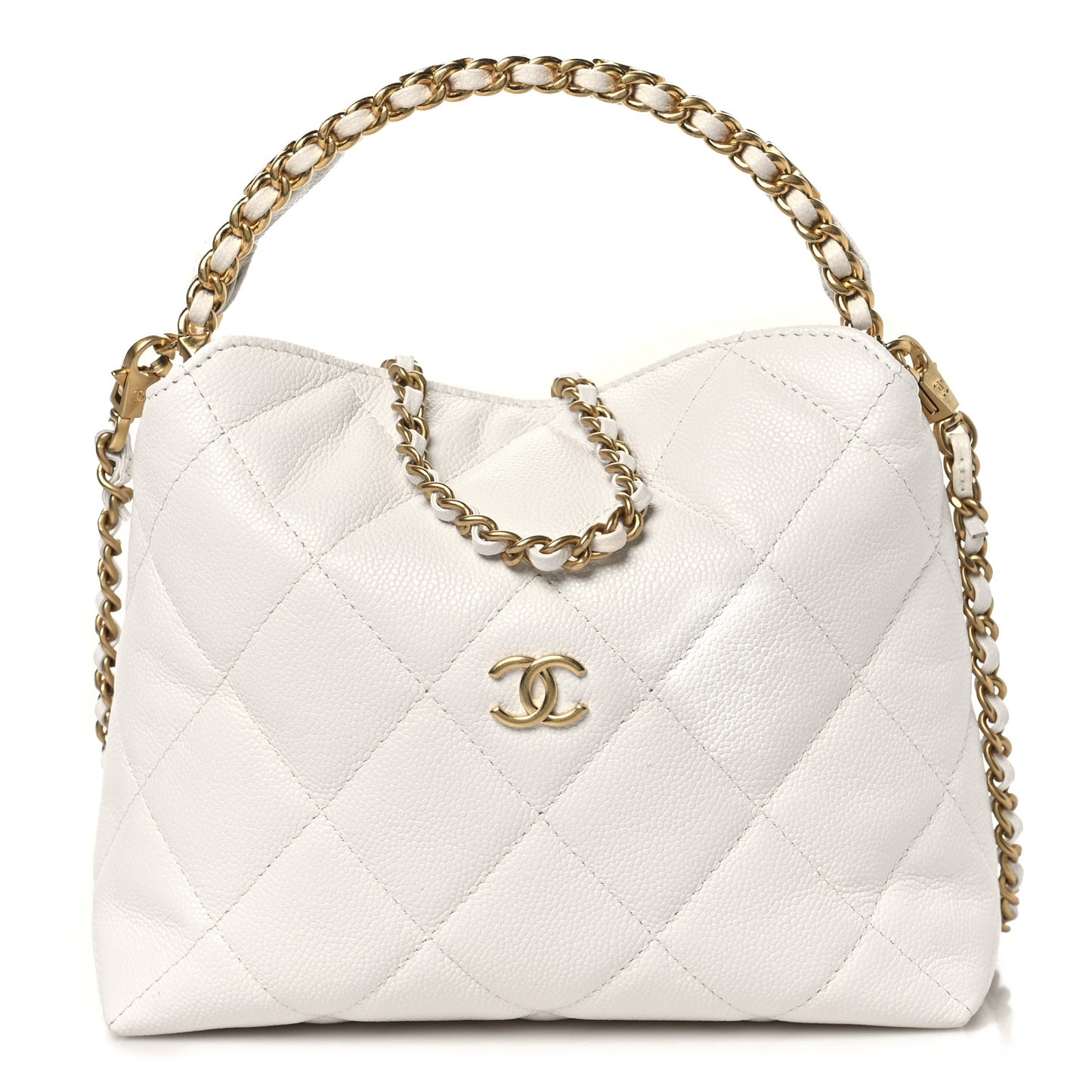 Caviar Quilted Chanel Way Clutch With Chain White