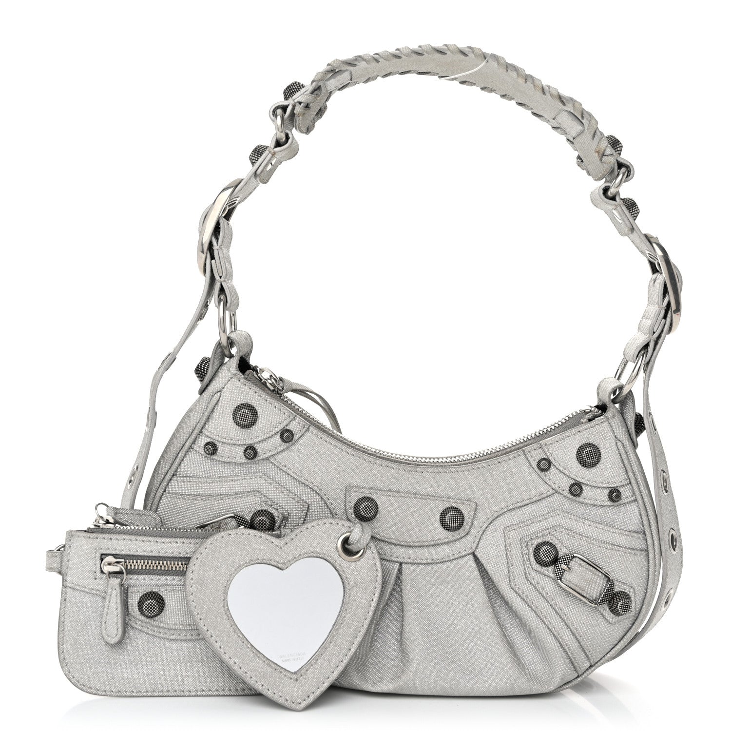 Balenciaga Sparkling Fabric Le Cagole Shoulder Bag XS Silver