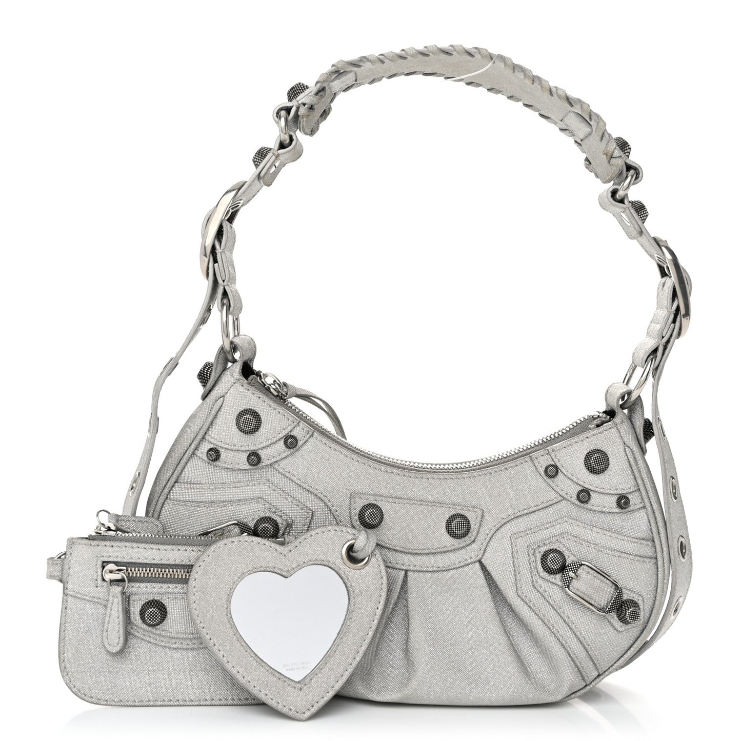 Sparkling Fabric Le Cagole Shoulder Bag XS Silver
