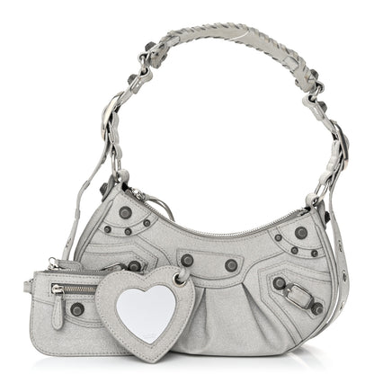 Balenciaga Sparkling Fabric Le Cagole Shoulder Bag XS Silver 3 of 14