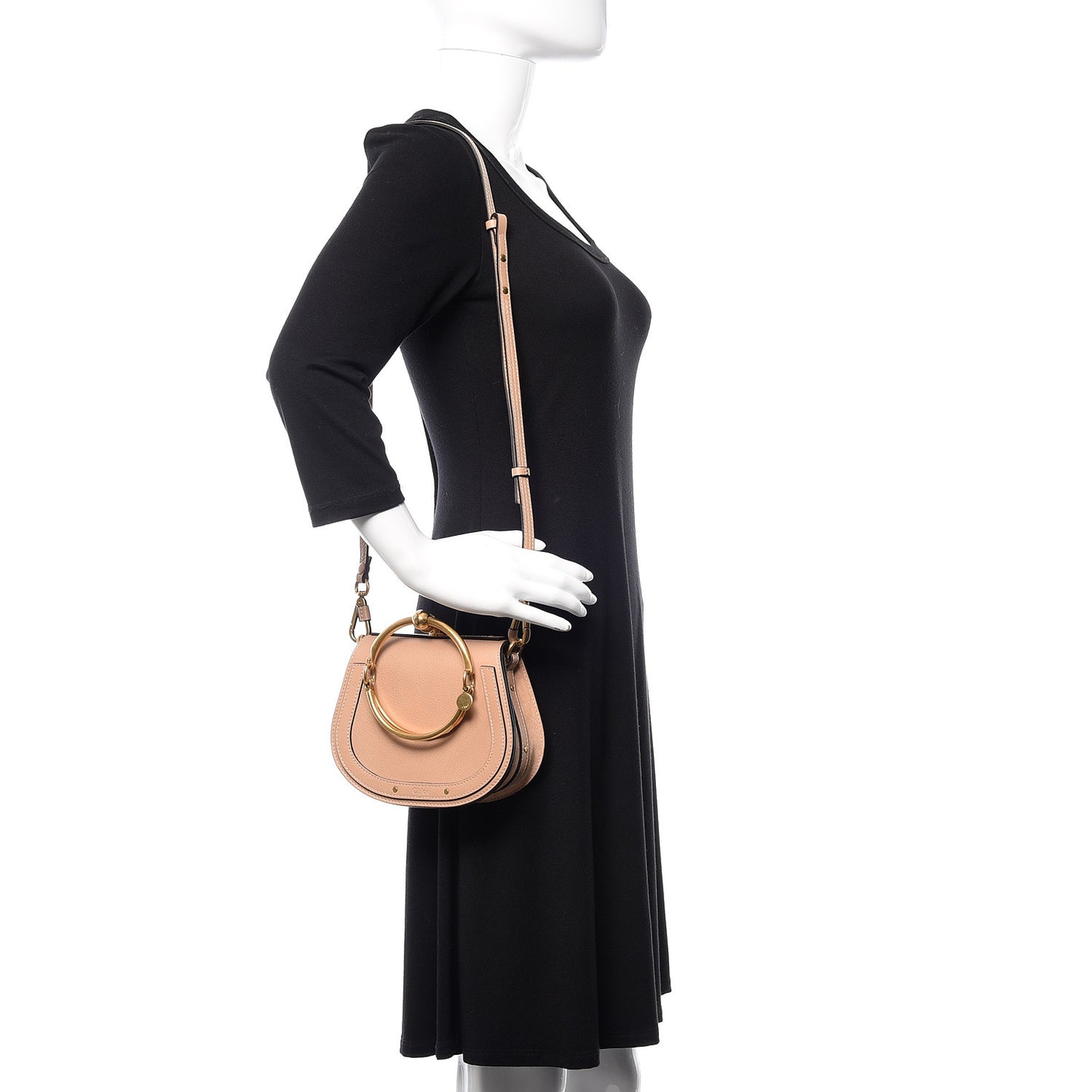 Calfskin Suede Small Nile Bracelet Bag Biscotti Beige
