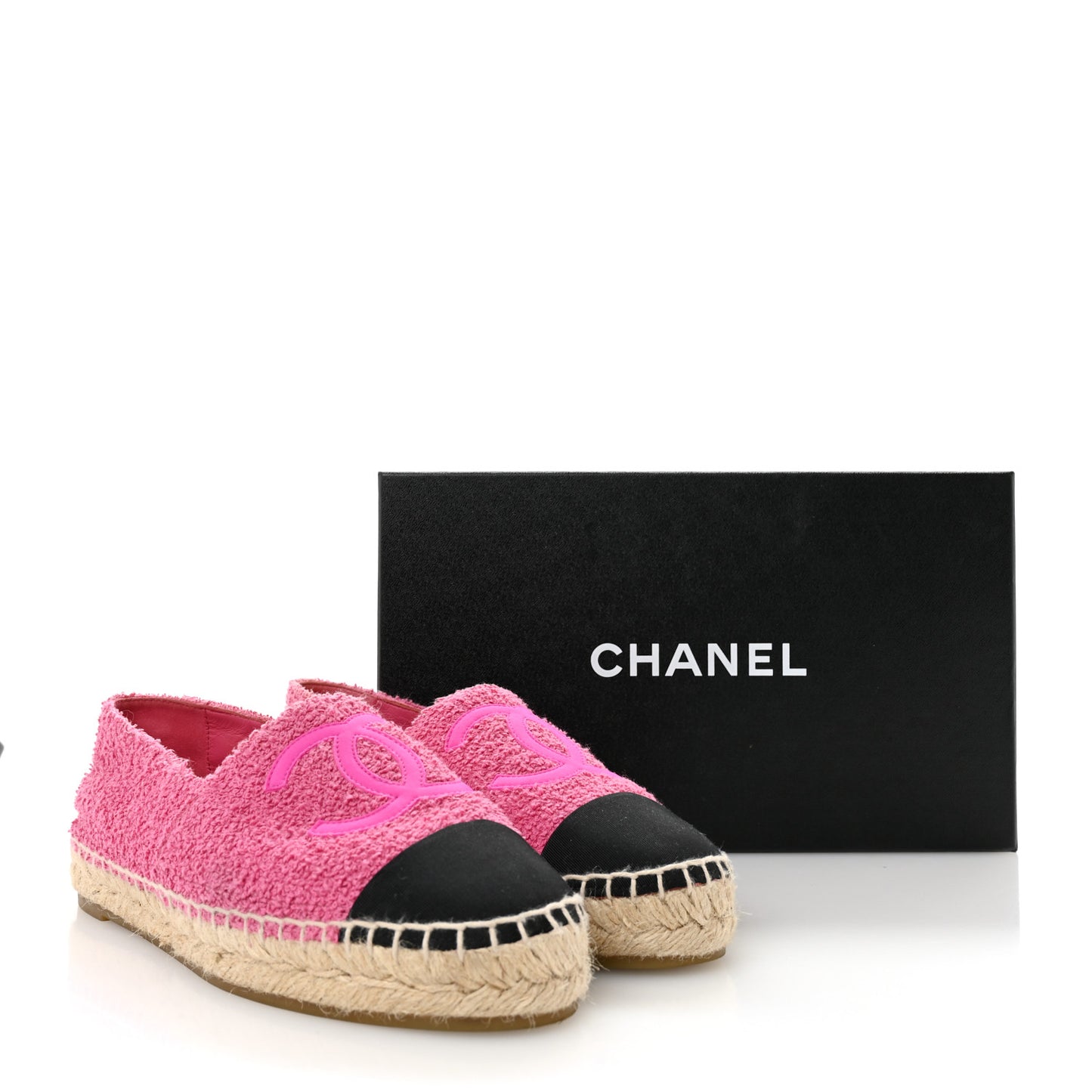 Fabric Grosgrain CC Espadrilles 38 Dark Pink Black
