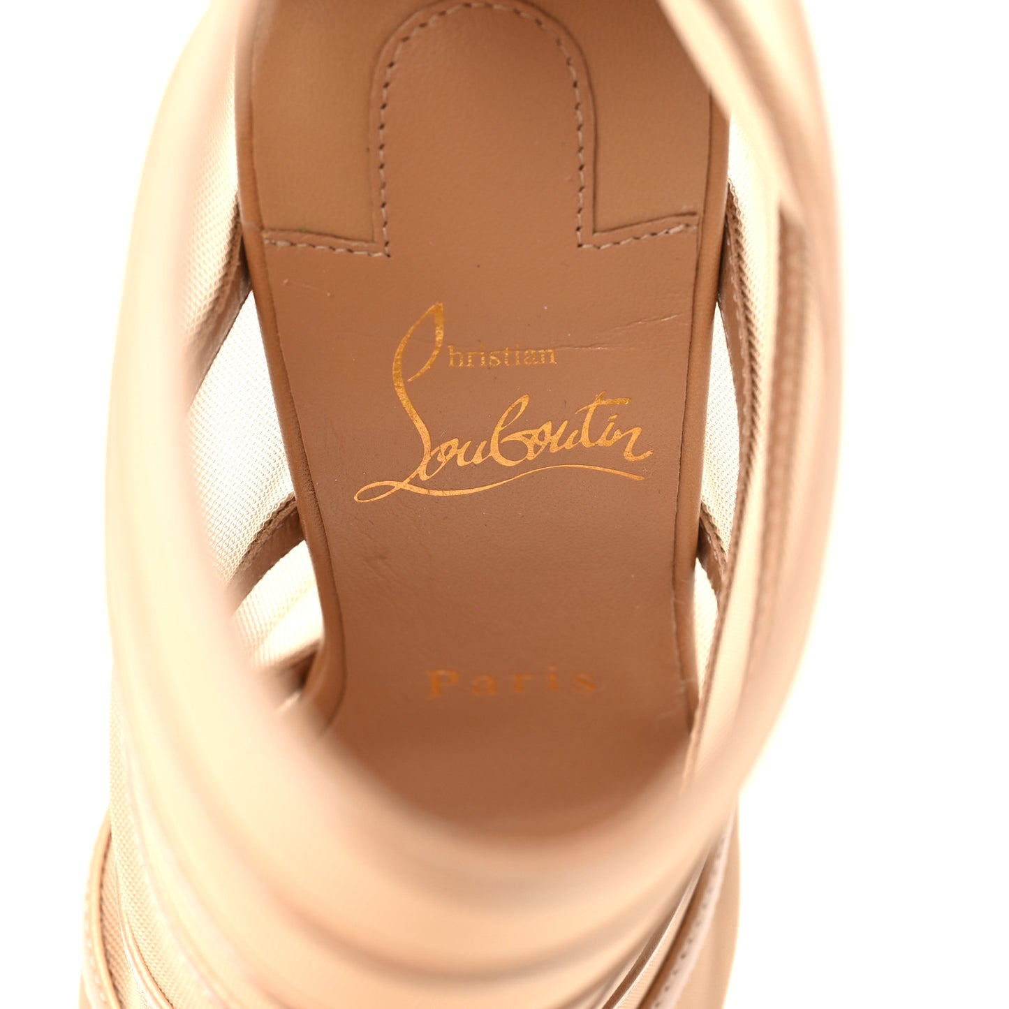 Mesh Doux Voile 120 Peep Toe Platform Booties 36 Nude
