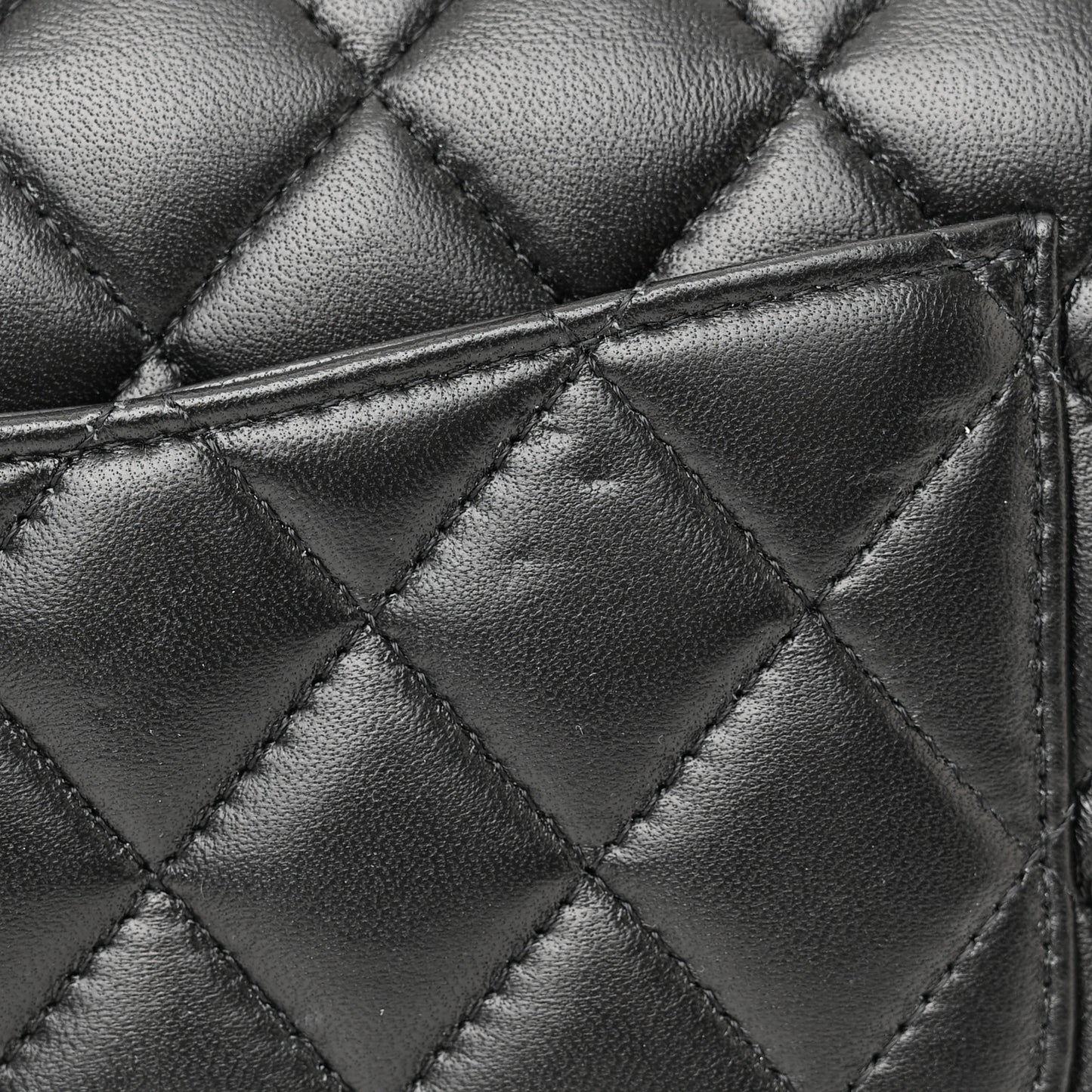 Lambskin Quilted Medium Rue Cambon Charms Double Flap Black