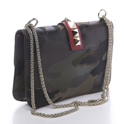 Valentino Garavani Nappa Canvas Camouflage Medium Glam Lock Rockstud Flap Verde 3 of 15