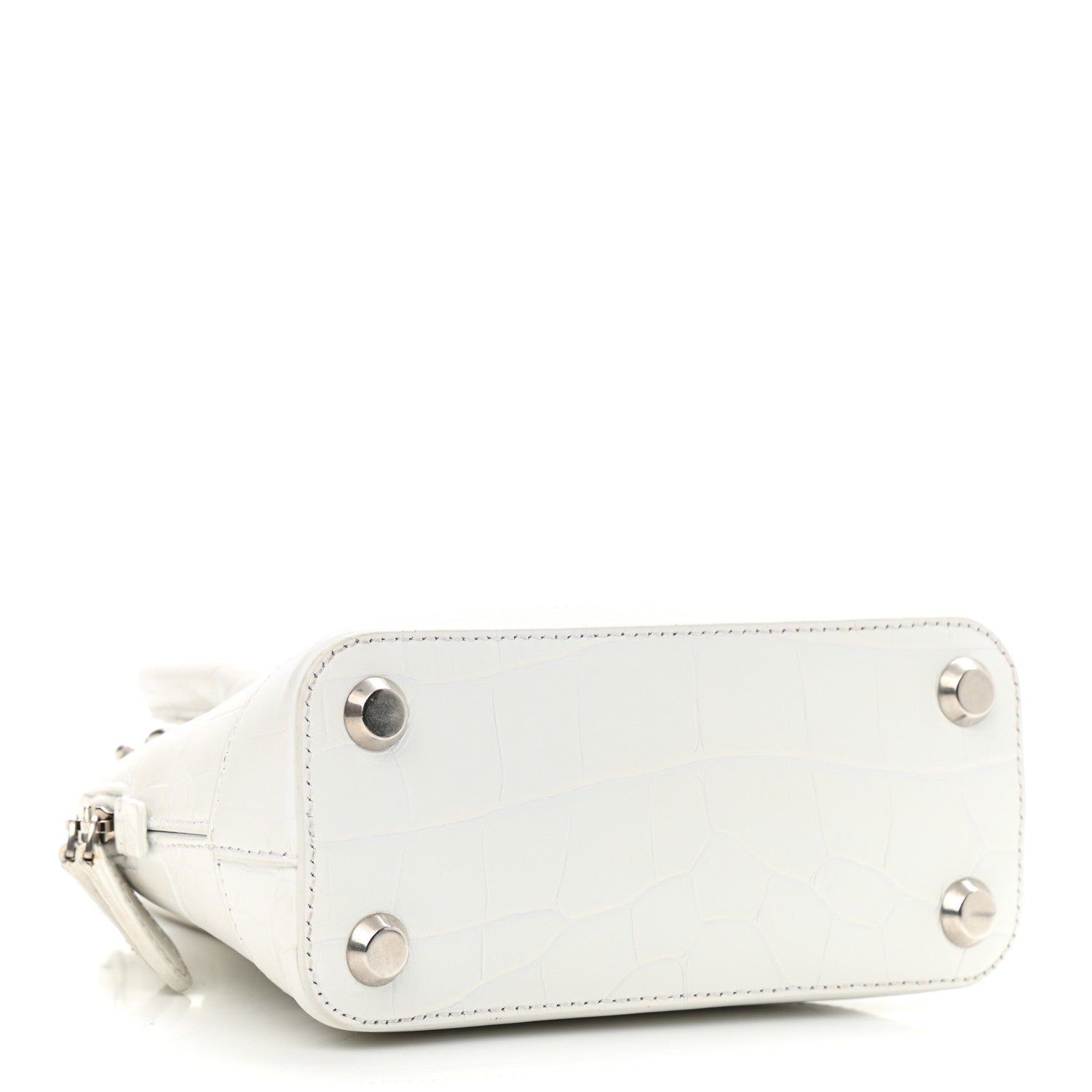 Balenciaga Calfskin Crocodile Embossed XXS Ville Top Handle Bag White Black 4 of 14