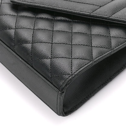 Saint Laurent Grain De Poudre Textured Mixed Matelasse Triquilt Medium Monogram Monochrome Satchel Black 11 of 13