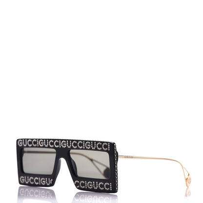 Gucci Acetate Crystal Mask-Frame Sunglasses GG0431S Black 1 of 7
