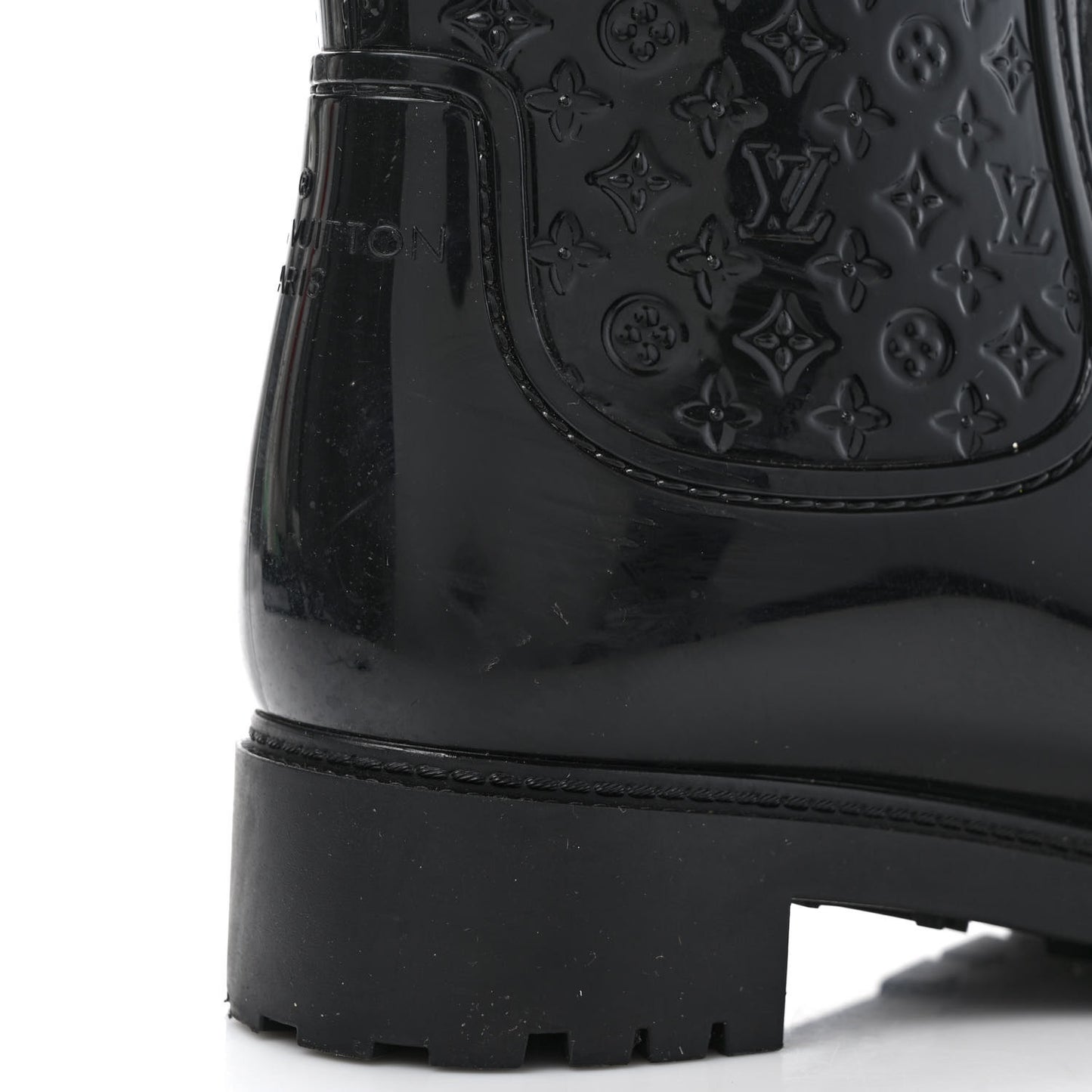 Rubber Embossed Monogram Splash Rain Boots 39 Black
