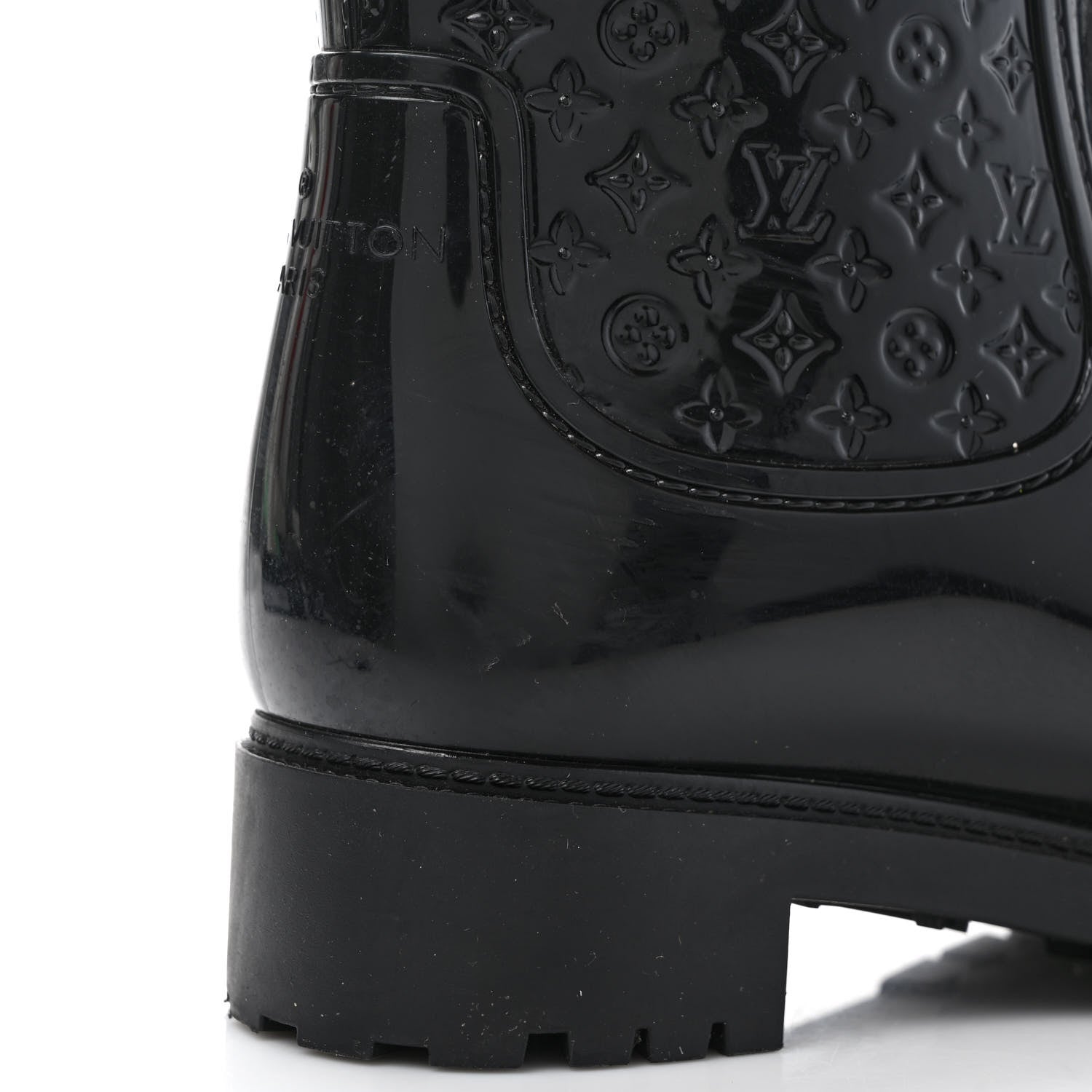 Louis Vuitton Rubber Embossed Monogram Splash Rain Boots 39 Black 8 of 8