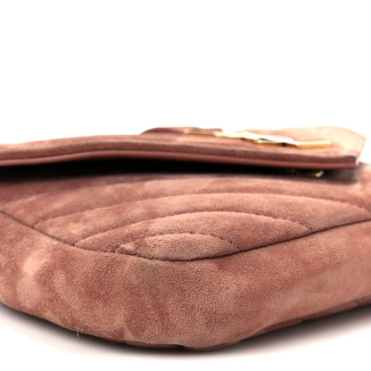 Saint Laurent Suede Matelasse Chevron Monogram Mini College Bag Barely Pink 12 of 13