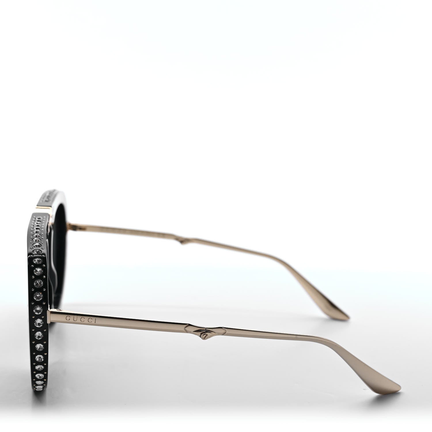 Gucci Acetate Crystal Foldable Aviator Sunglasses GG0307S Black 3 of 9