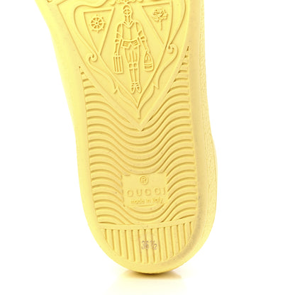 Gucci Calfskin Interlocking G Perforated Womens Ace Sneakers 36.5 Banana Straw Yellow 6 of 8