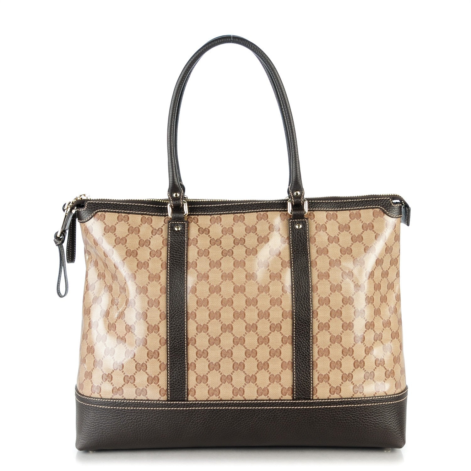 Gucci Crystal Monogram Calfskin Large Business Tote Brown 1 of 7