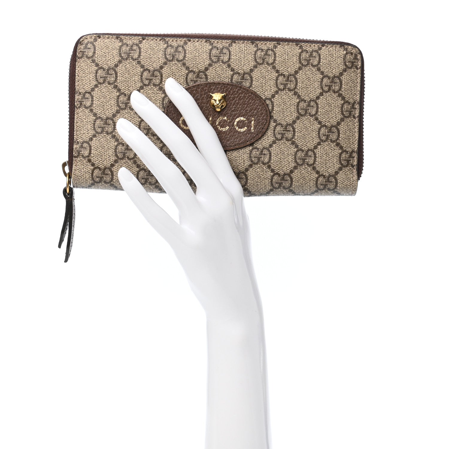 Gucci GG Supreme Monogram Neo Vintage Zip Around Wallet Beige Crop New Acero 2 of 7