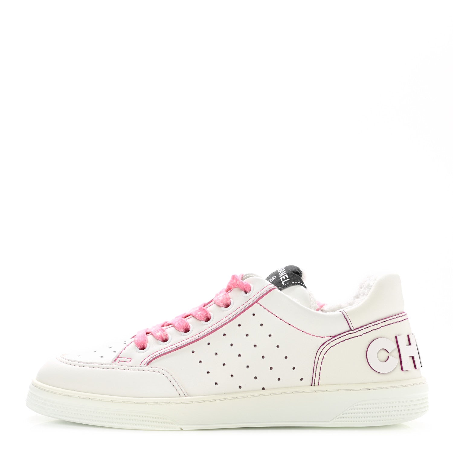 Chanel Calfskin Womens Logo Sneakers 39 White Pink 1 of 8