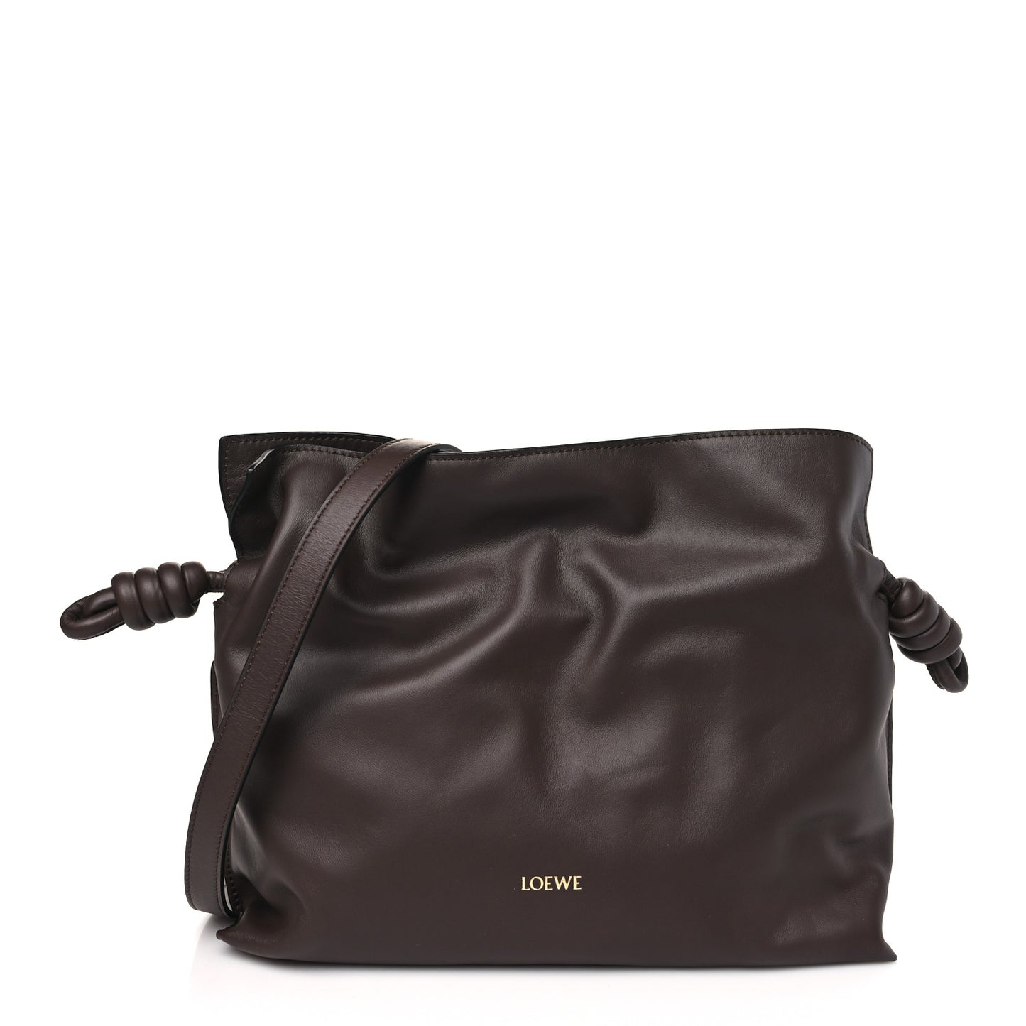 Nappa Flamenco Knot Clutch Chocolate