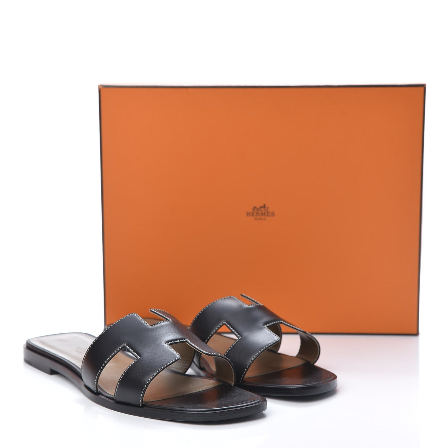 Box Calfskin Oran Sandals 39.5 Black