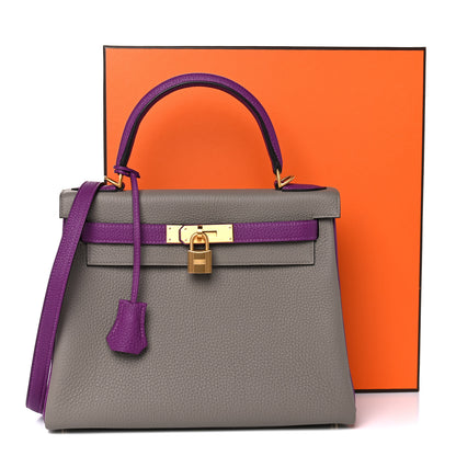 Hermes Togo Horseshoe Kelly Retourne 28 Gris Asphalte Anemone 14 of 14
