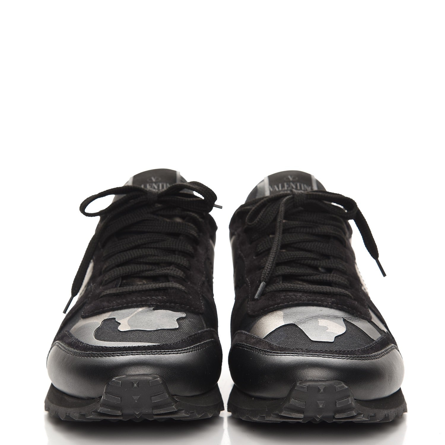 Valentino Garavani Nappa Suede Camouflage Mens Rockrunner Sneakers 42 Black Dark Rutenio 2 of 8