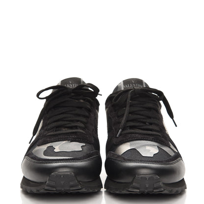 Valentino Garavani Nappa Suede Camouflage Mens Rockrunner Sneakers 42 Black Dark Rutenio 2 of 8