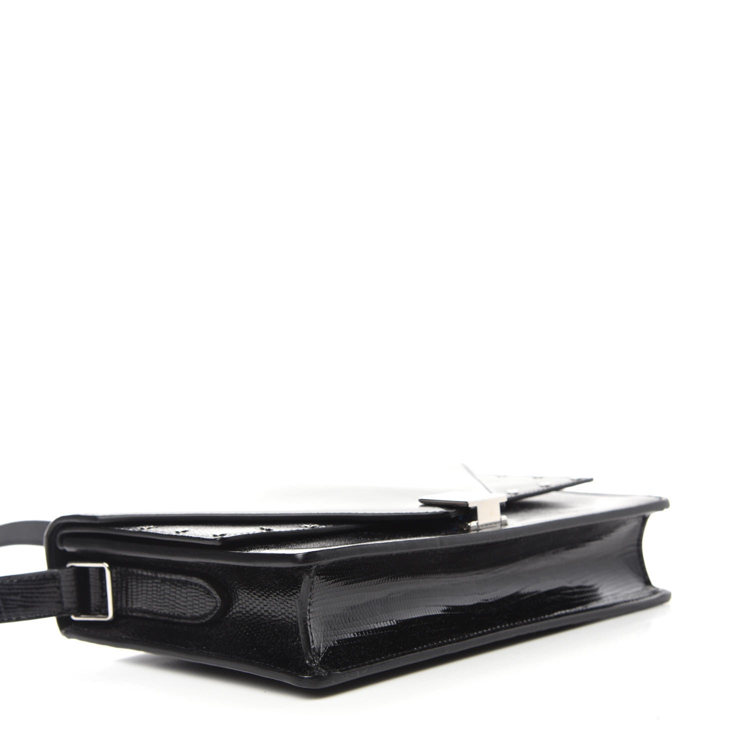 Saint Laurent Patent Calfskin Lizard Embossed Medium Margaux Shoulder Bag Black 4 of 10