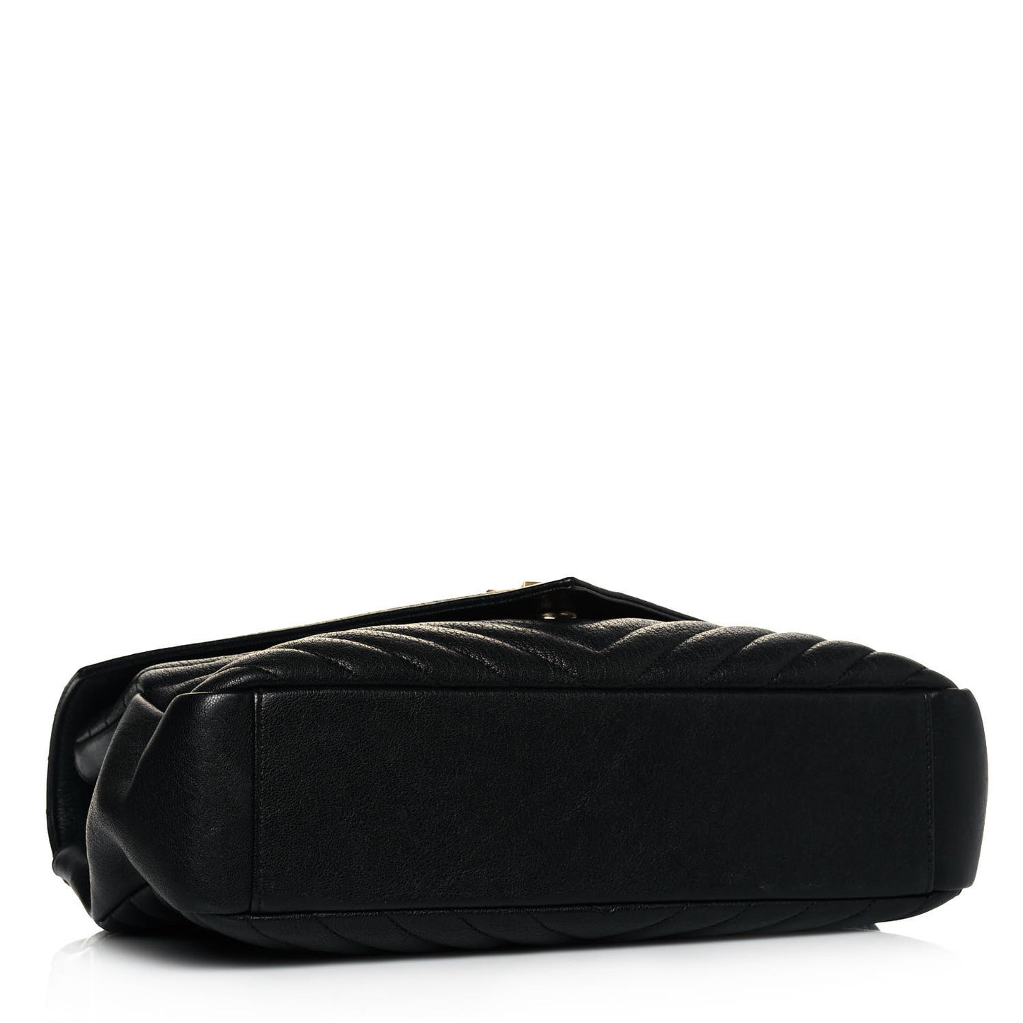 Sheepskin Matelasse Chevron Monogram Large College Satchel Black