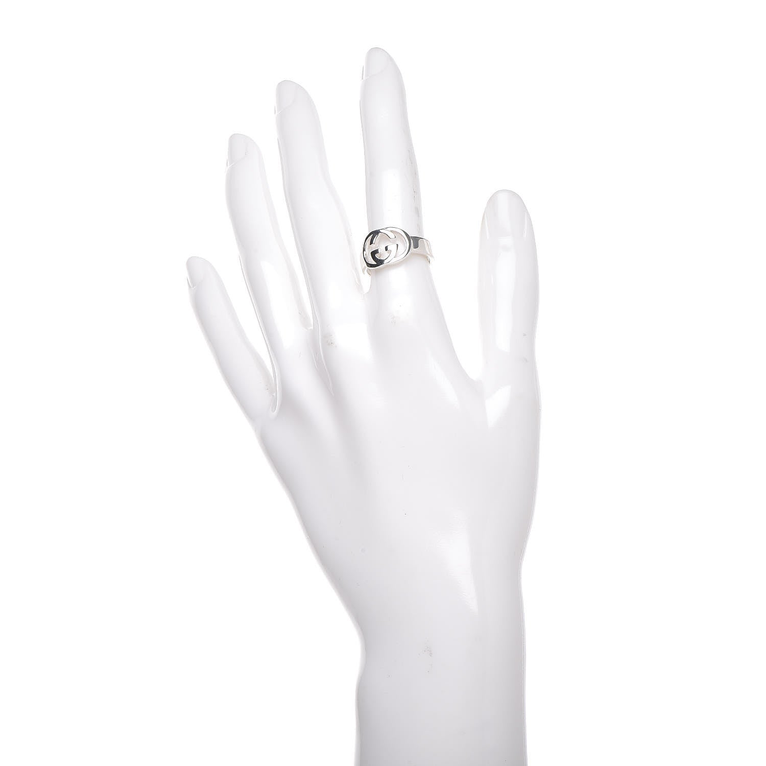 Gucci Sterling Silver Interlocking G Ring 51 5.75 2 of 4