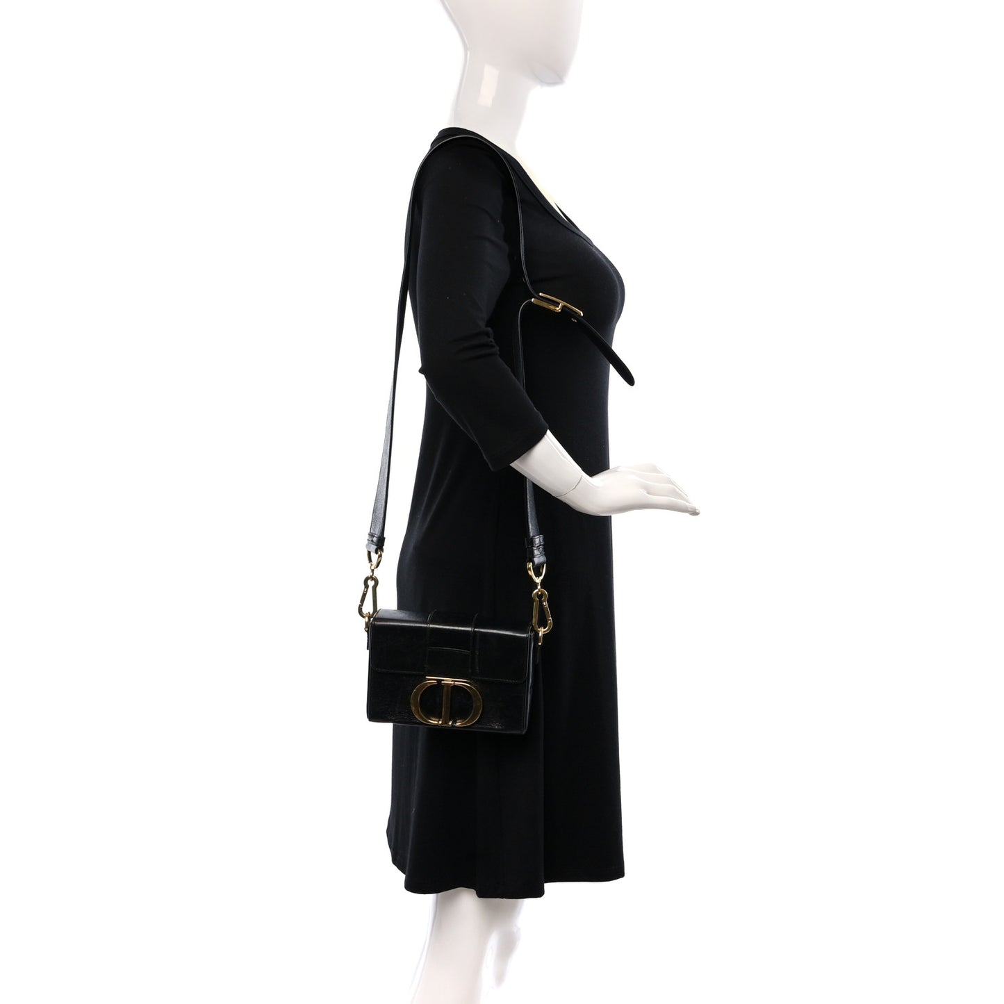Crackled Lambskin 30 Montaigne Box Bag Black
