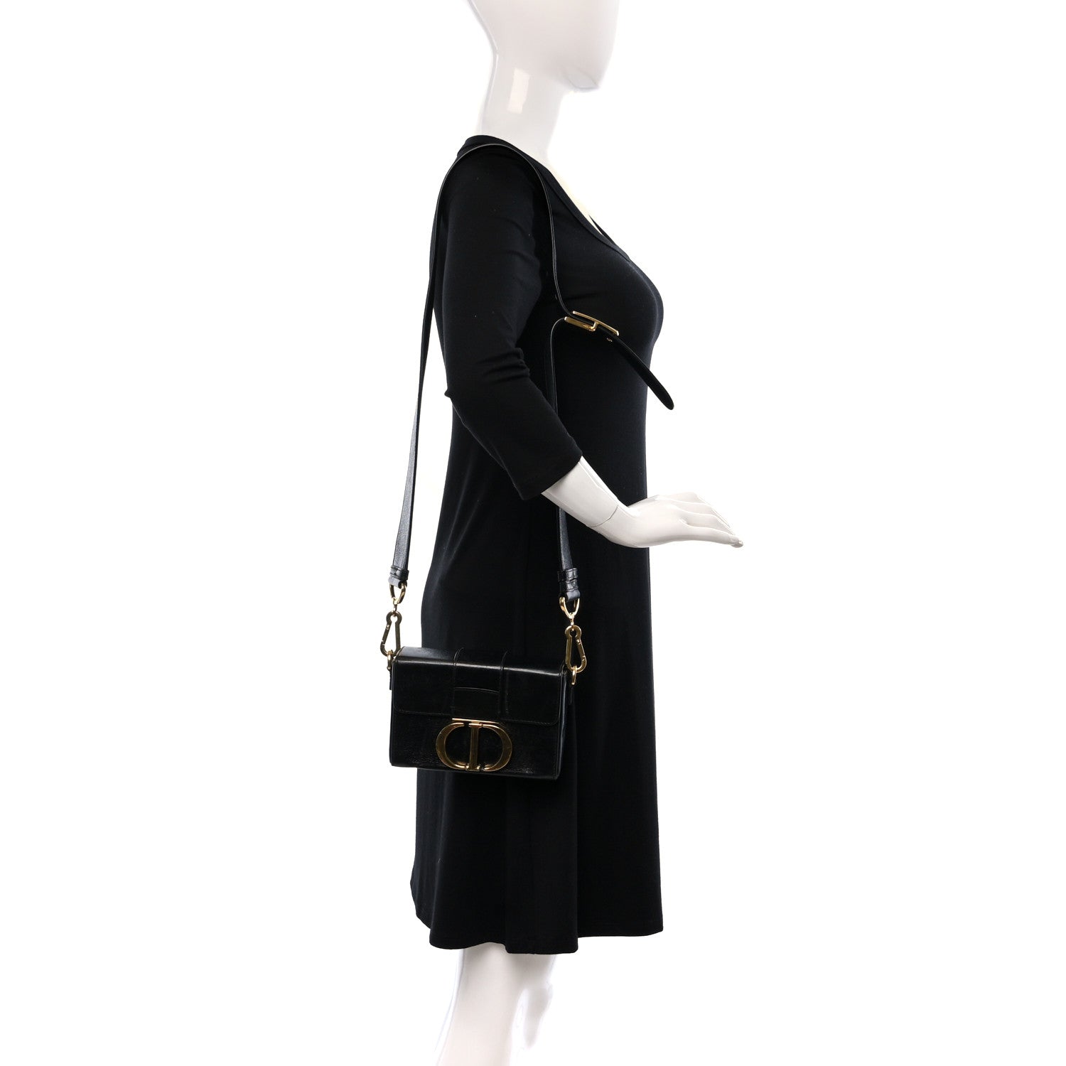 Christian Dior Crackled Lambskin 30 Montaigne Box Bag Black 2 of 8
