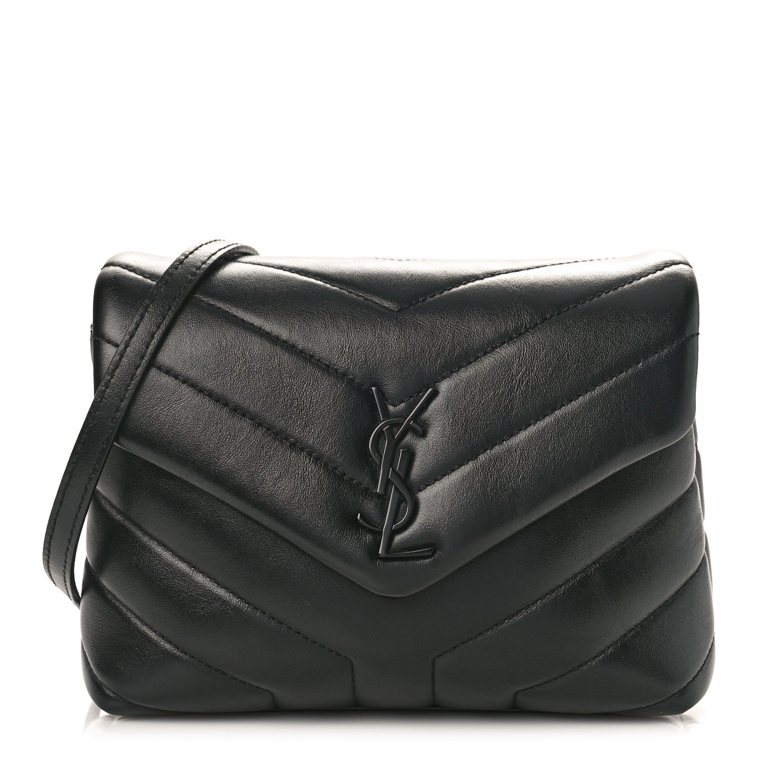 Saint Laurent Calfskin Y Quilted Monogram Monochrome Toy Loulou Crossbody Bag Black 1 of 8