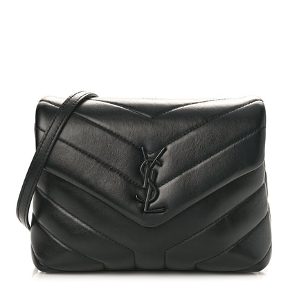 Saint Laurent Calfskin Y Quilted Monogram Monochrome Toy Loulou Crossbody Bag Black 1 of 8