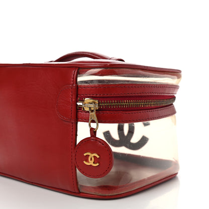 Chanel Calfskin PVC Vanity Cosmetic Case Red 12 of 22