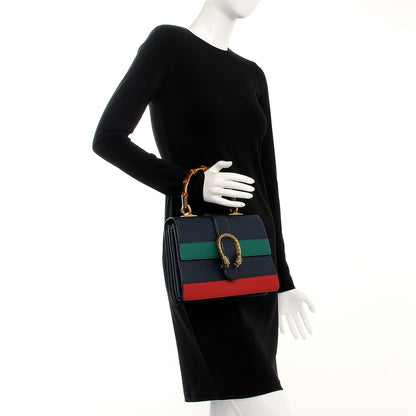 Gucci Moon Calfskin Bamboo Web Medium Dionysus Top Handle Bag Blue Emerald Hibiscus Red 3 of 8
