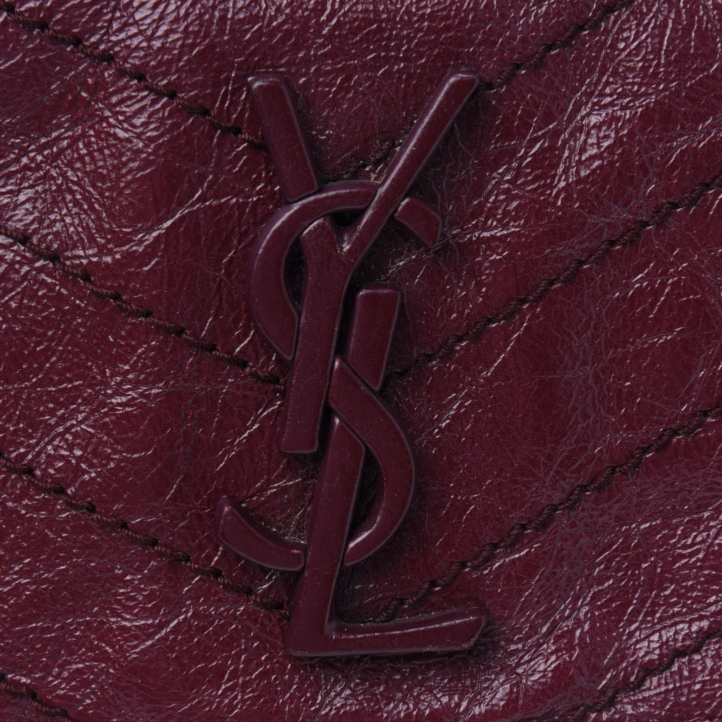 Crinkled Calfskin Matelasse Monogram Medium Niki Chain Satchel Burgundy