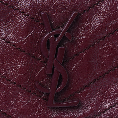 Saint Laurent Crinkled Calfskin Matelasse Monogram Medium Niki Chain Satchel Burgundy 15 of 17