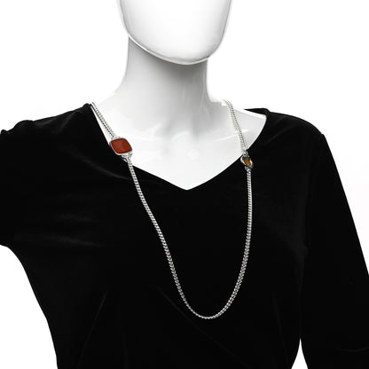 Hermes Sterling Silver Onyx Jasper Chevauchee Long Necklace 2 of 5
