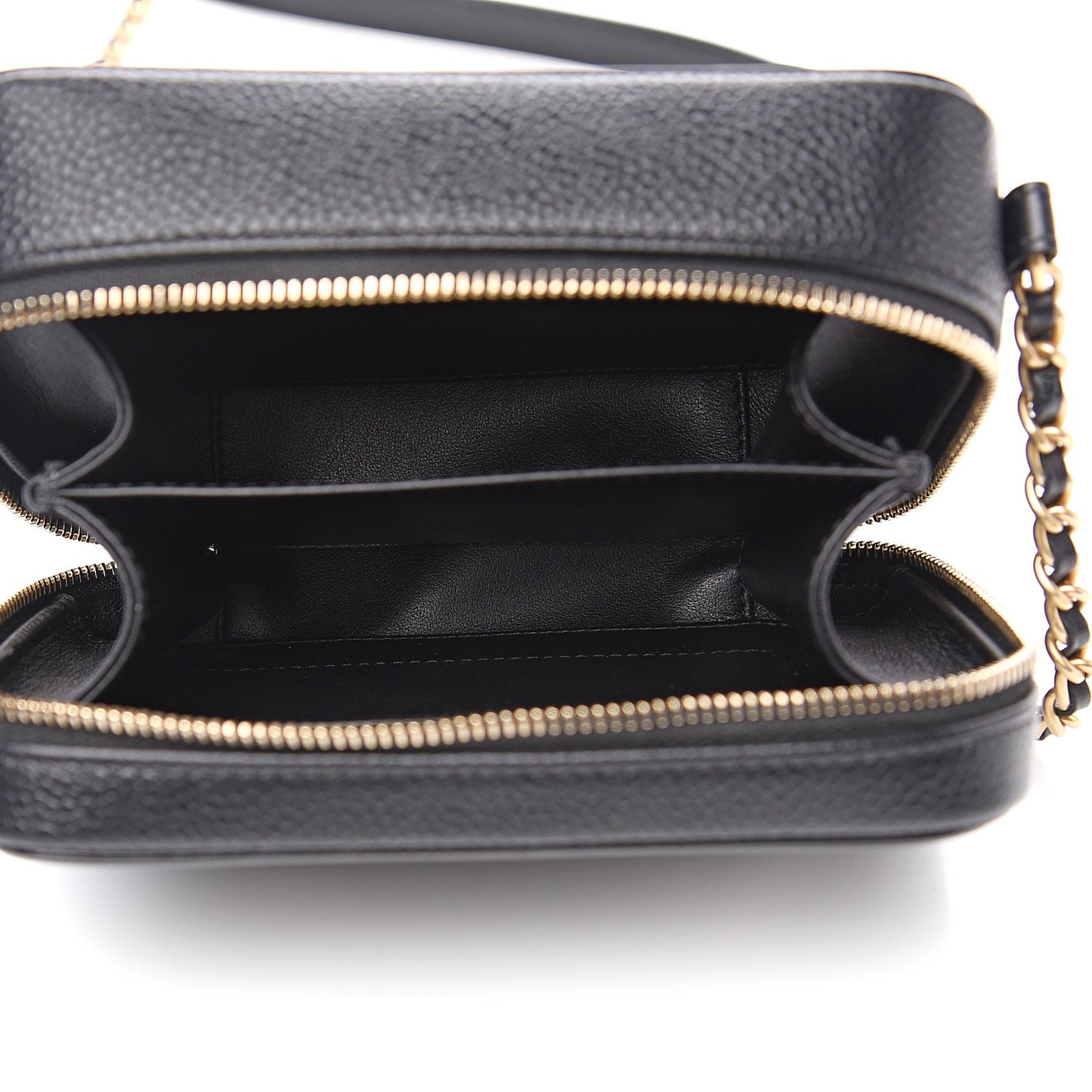 Caviar Quilted CC Filigree Vanity Clutch With Chain Black