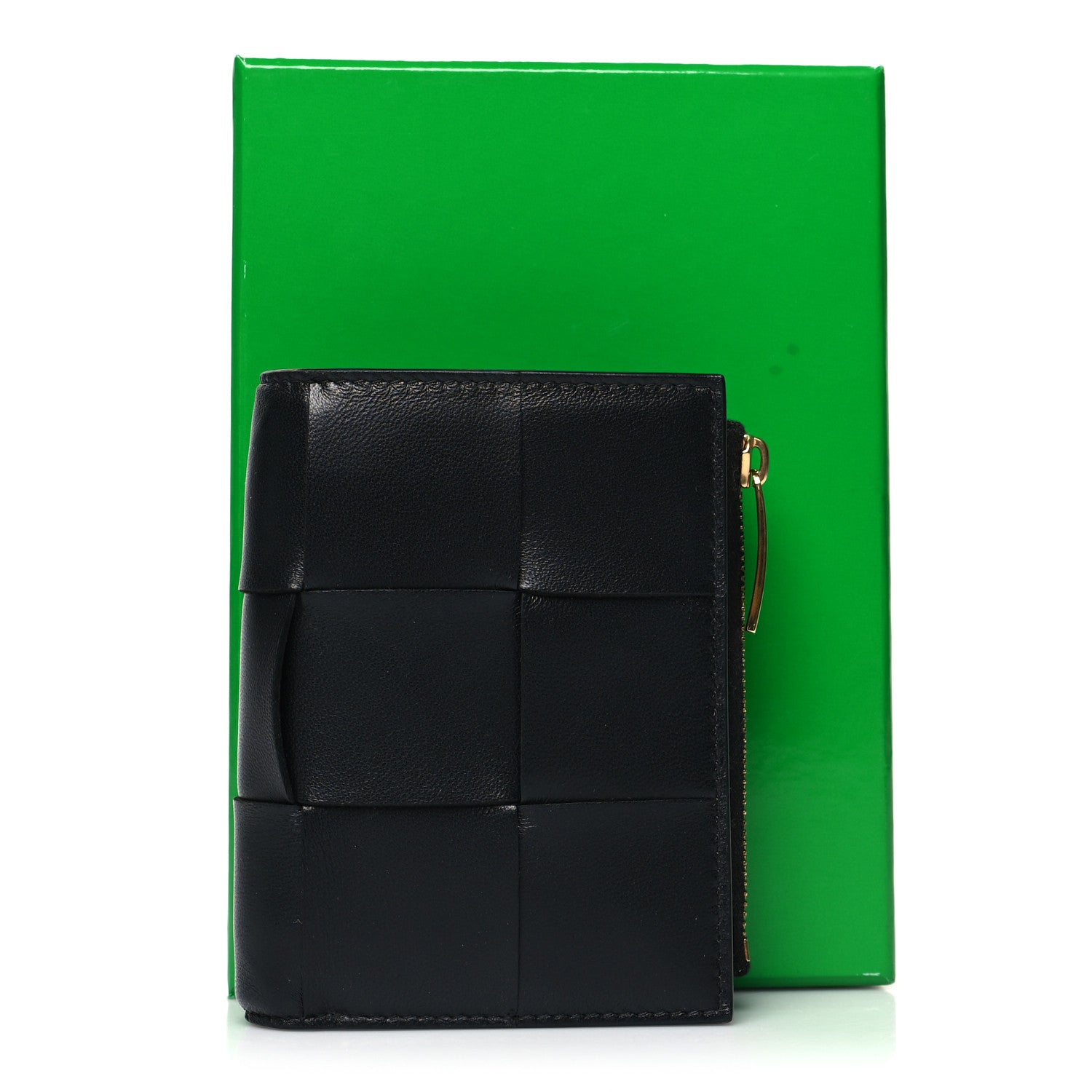Bottega Veneta Nappa Maxi Intrecciato Small Bi-Fold Zip Wallet Black 10 of 10
