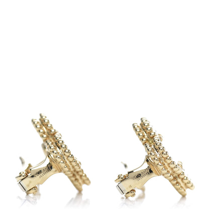 Van Cleef & Arpels 18K Yellow Gold Mother of Pearl Vintage Alhambra Earrings 5 of 6