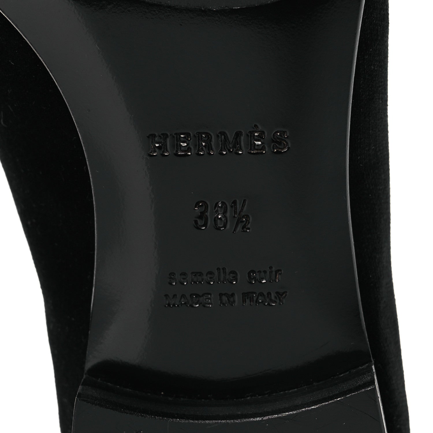 Hermes Velvet Womens Paris Loafers 38.5 Black 8 of 12