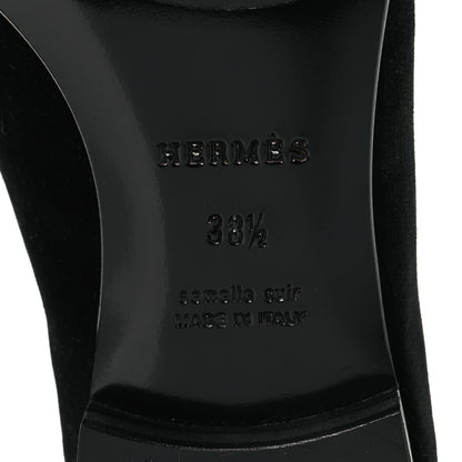 Hermes Velvet Womens Paris Loafers 38.5 Black 8 of 12