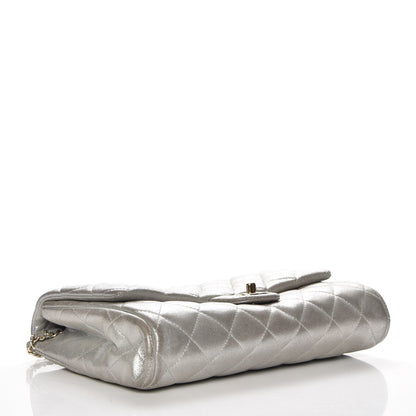 Chanel Iridescent Calfskin Clutch With Chain Flap Silver 4 of 12
