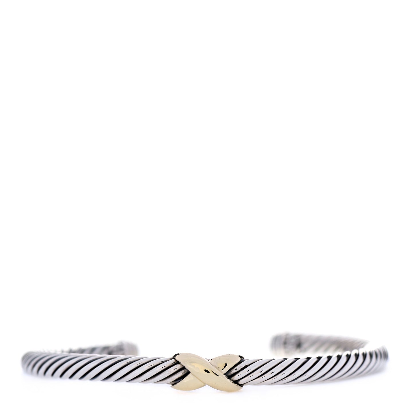 Sterling Silver 14K Yellow Gold 5mm X Station Cable Bracelet