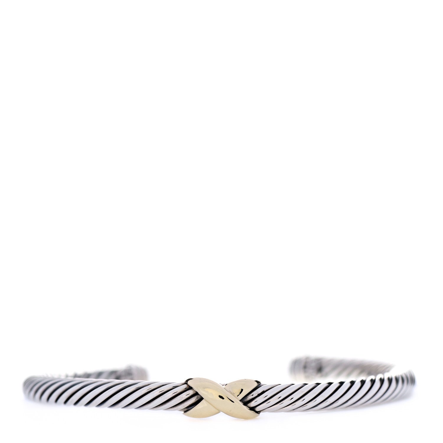 David Yurman Sterling Silver 14K Yellow Gold 5mm X Station Cable Bracelet 1 of 4